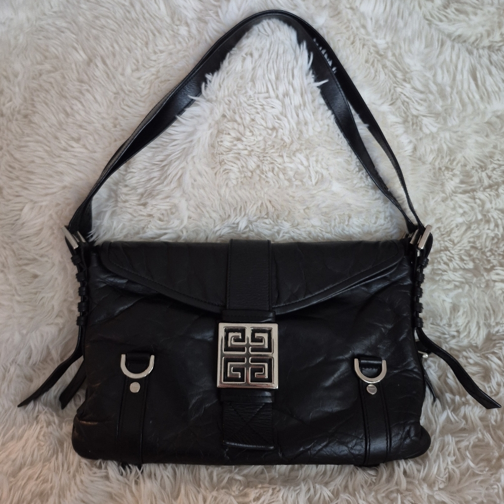 Givenchy Black Leather Shoulder Baguette Bag